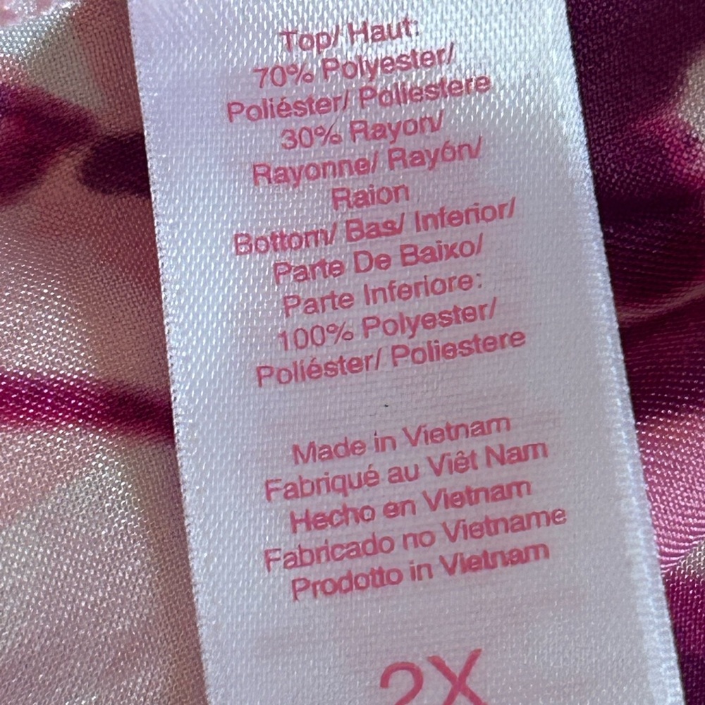 Carole Hochman Pink and Cream Silky Floral Pajama Pants 2X - Picture 4 of 5